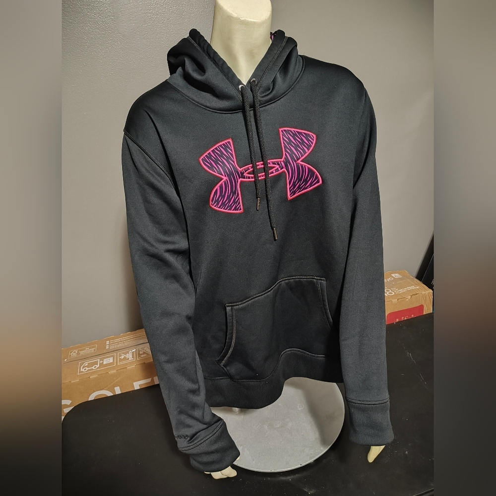 Under Armour Black Hoodie with Vibrant Pink Logo